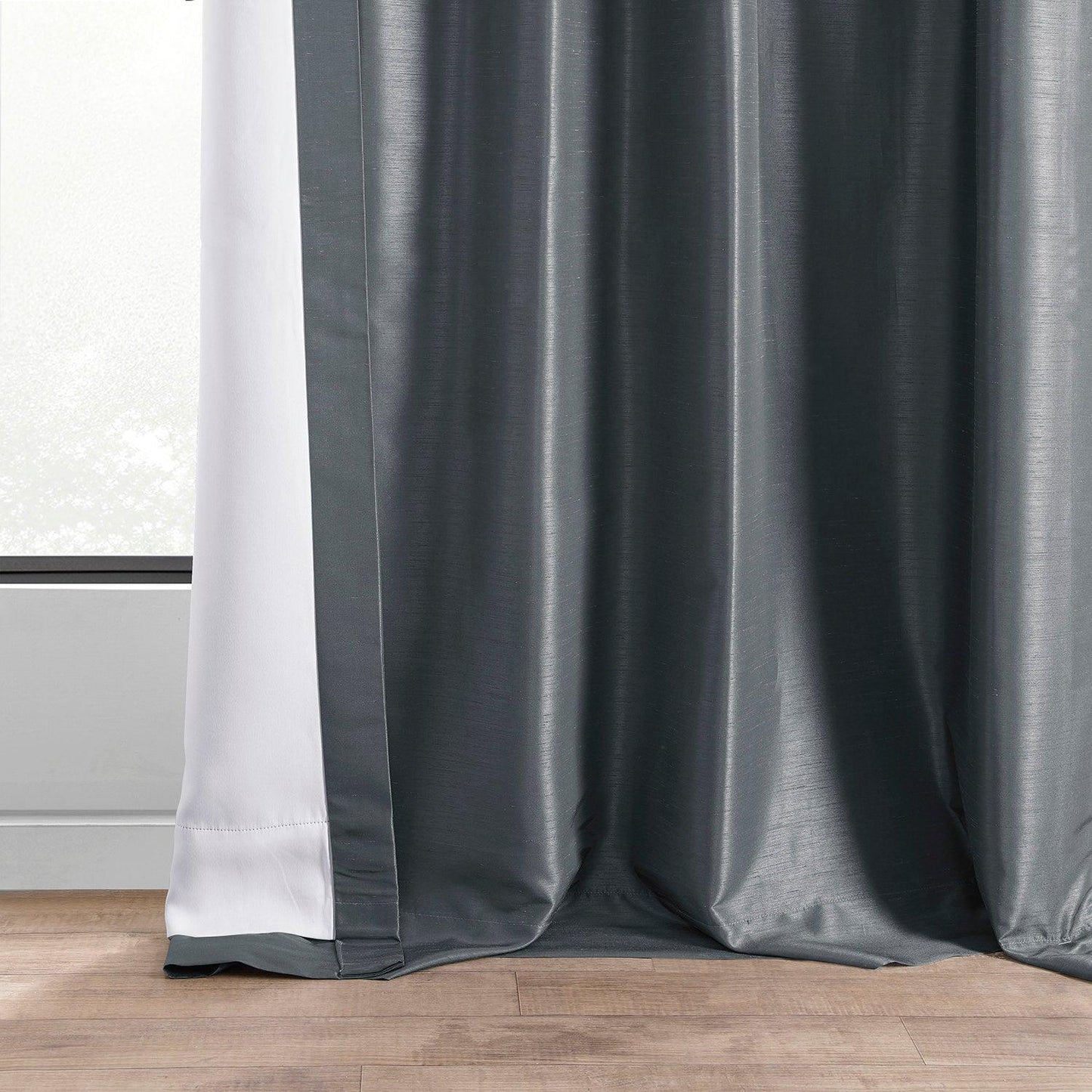 Arrowhead Grey Vintage Textured Faux Dupioni Silk Curtain - HalfPriceDrapes.com