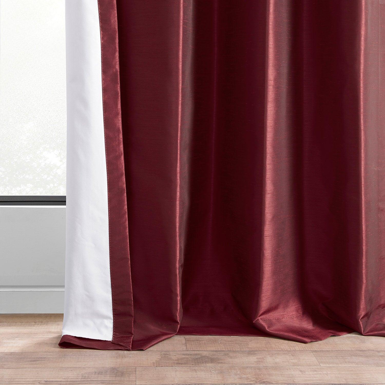 Ruby Vintage Textured Faux Dupioni Silk Blackout Curtain - HalfPriceDrapes.com