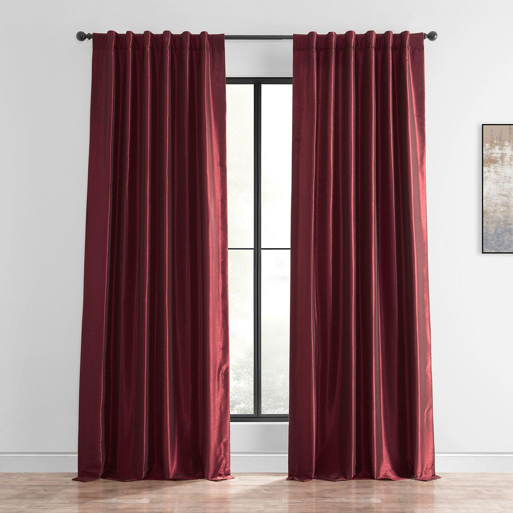 Ruby Vintage Textured Faux Dupioni Silk Curtain - HalfPriceDrapes.com