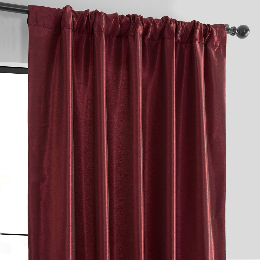 Ruby Vintage Textured Faux Dupioni Silk Curtain - HalfPriceDrapes.com