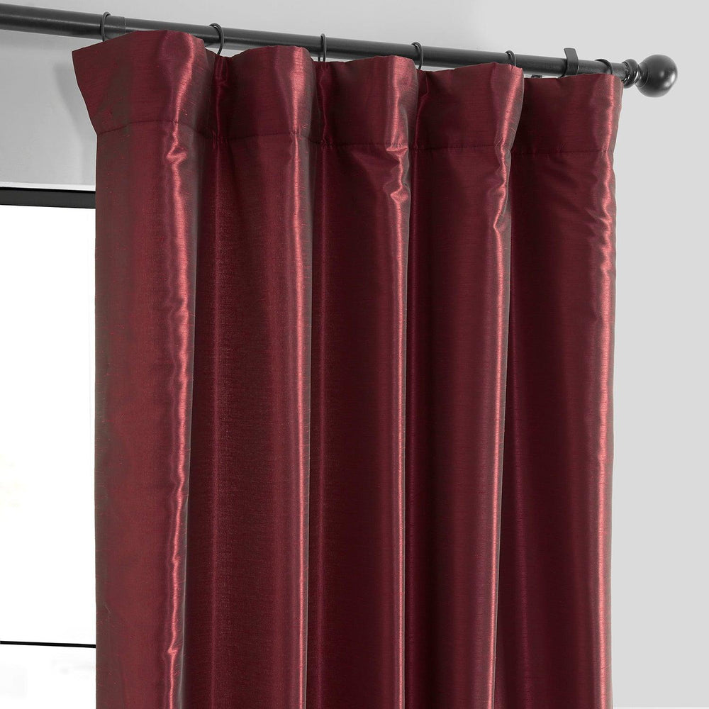 Ruby Vintage Textured Faux Dupioni Silk Curtain - HalfPriceDrapes.com