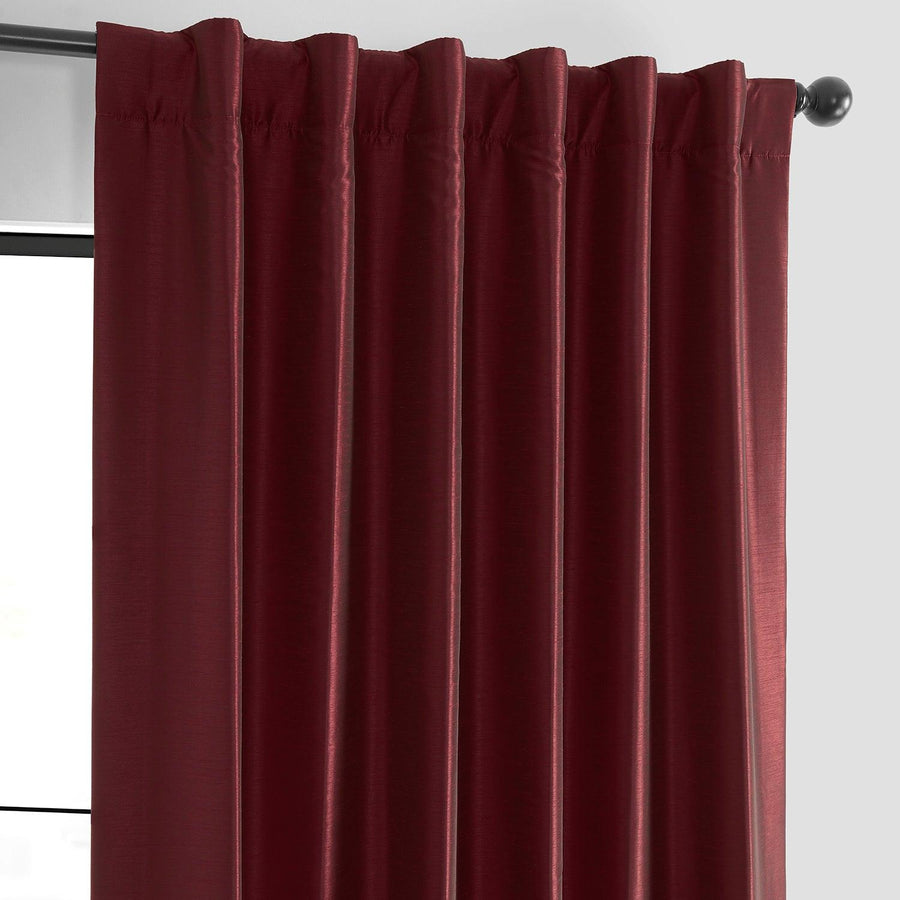 Ruby Vintage Textured Faux Dupioni Silk Blackout Curtain - HalfPriceDrapes.com