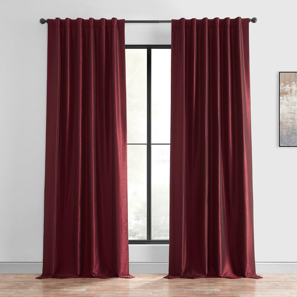 Ruby Vintage Textured Faux Dupioni Silk Blackout Curtain - HalfPriceDrapes.com