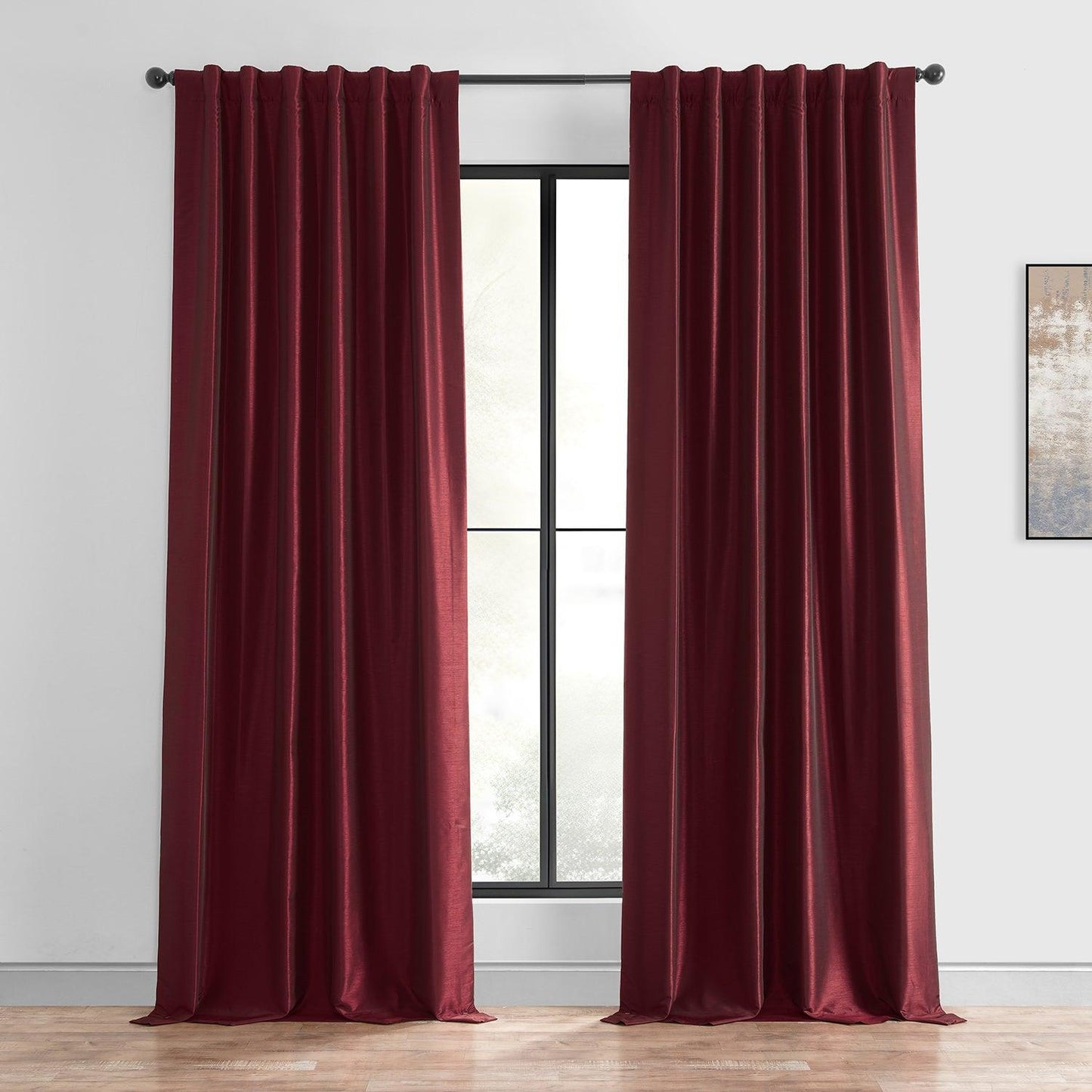 Ruby Vintage Textured Faux Dupioni Silk Blackout Curtain - HalfPriceDrapes.com