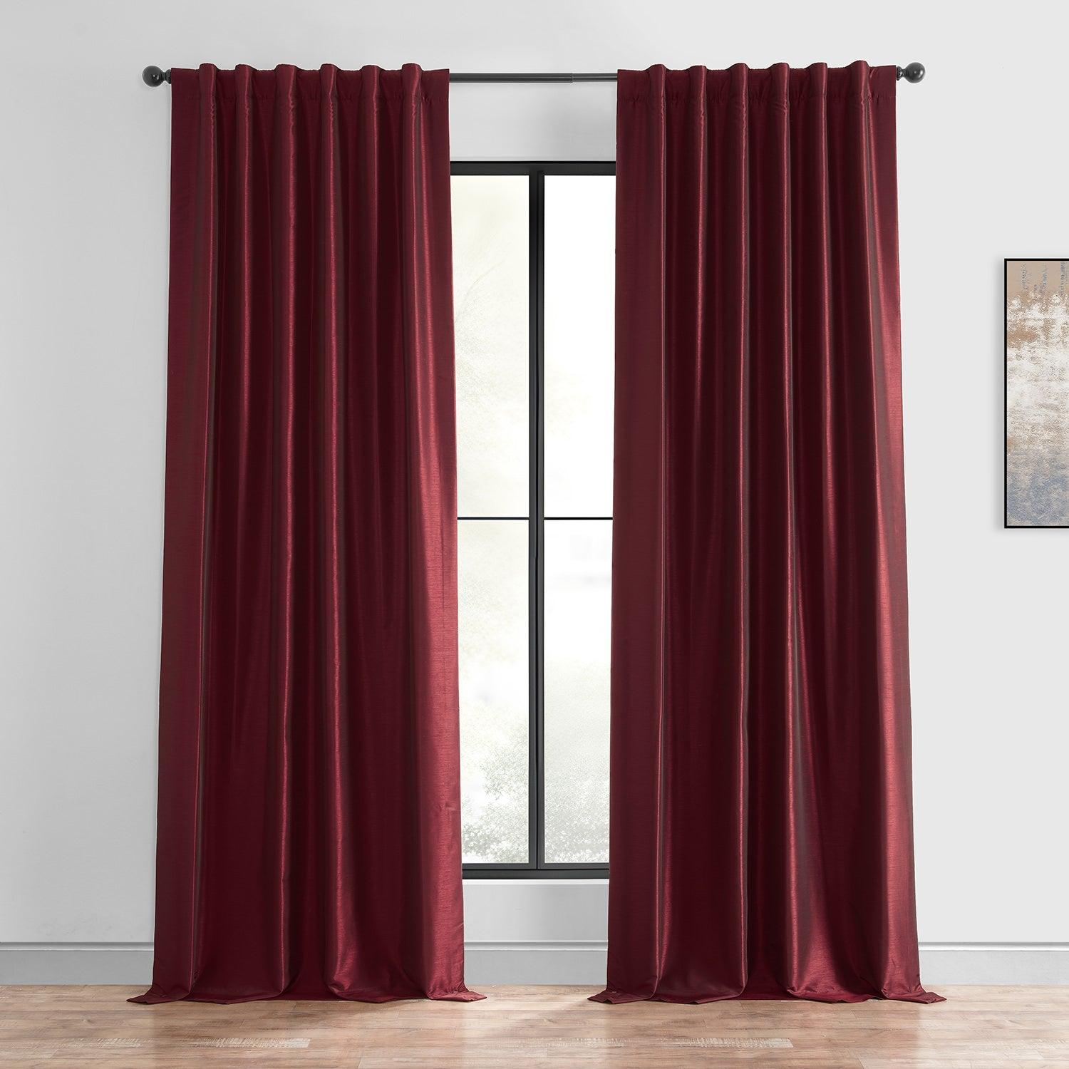 Ruby Vintage Textured Faux Dupioni Silk Blackout Curtain - HalfPriceDrapes.com