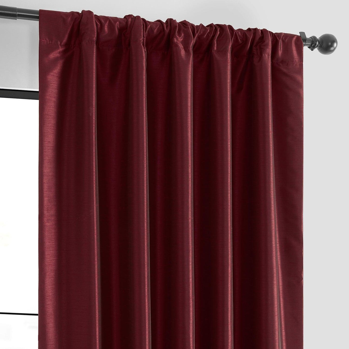 Ruby Vintage Textured Faux Dupioni Silk Blackout Curtain - HalfPriceDrapes.com