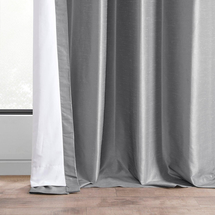 Storm Grey Vintage Textured Faux Dupioni Silk Curtain - HalfPriceDrapes.com