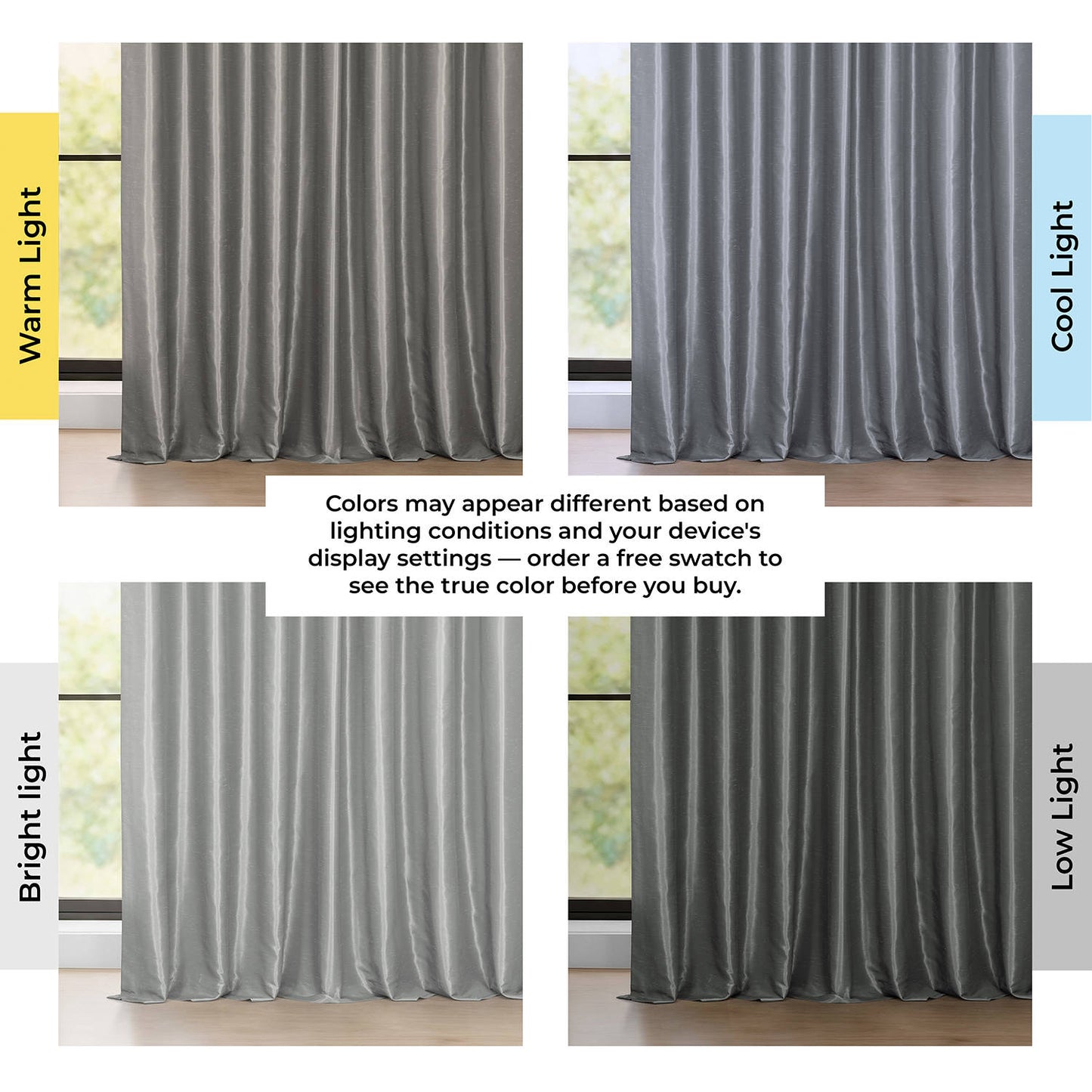 Storm Grey Extra Wide Vintage Textured Faux Dupioni Silk Blackout Curtain