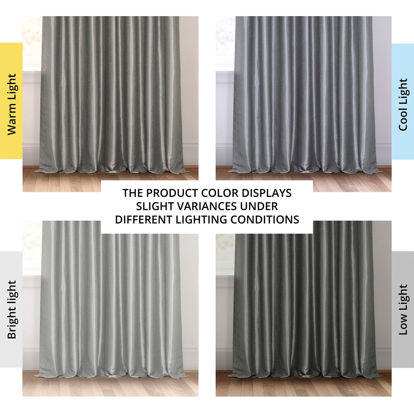 Storm Grey Extra Wide Vintage Textured Faux Dupioni Silk Blackout Curtain