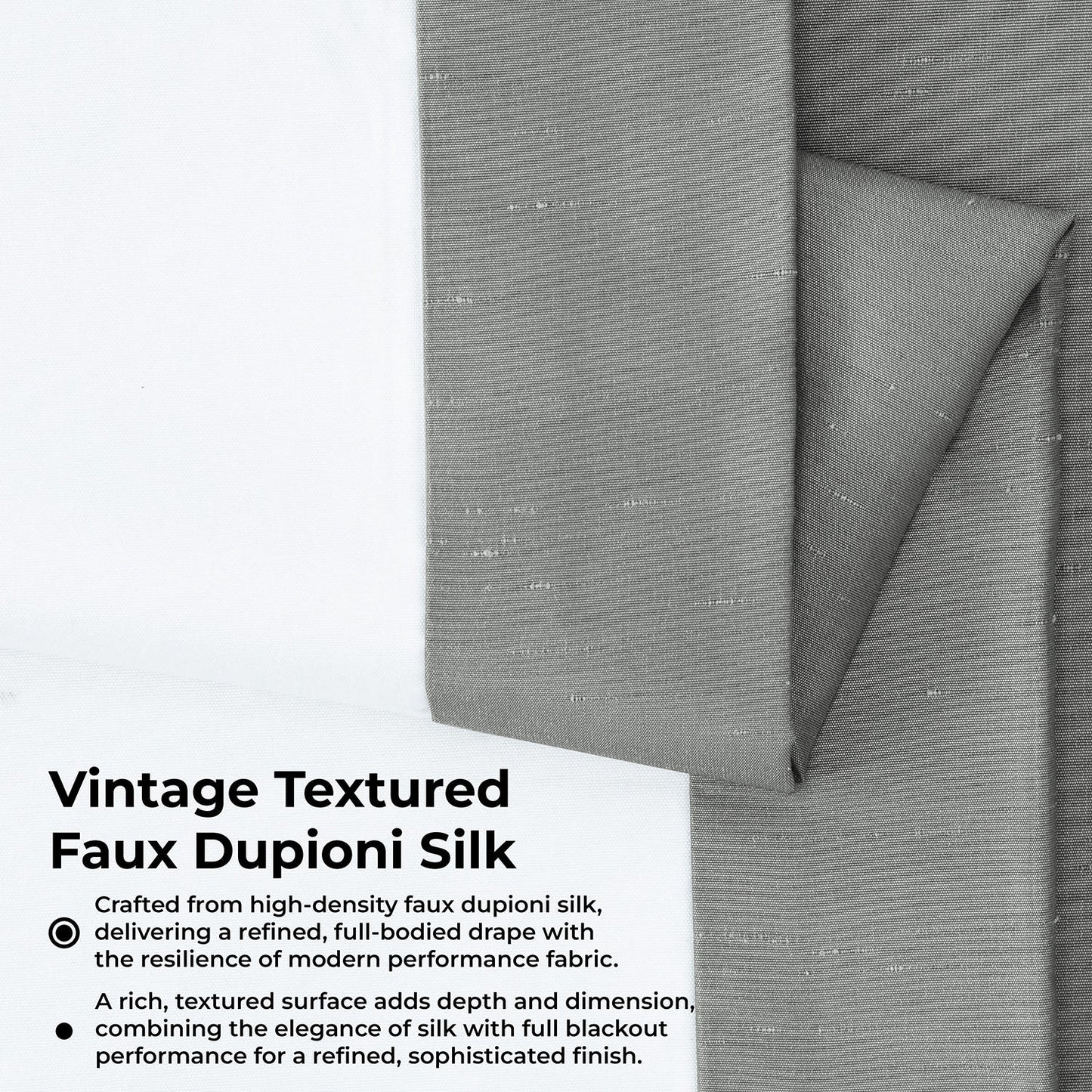 Storm Grey Extra Wide Vintage Textured Faux Dupioni Silk Blackout Curtain