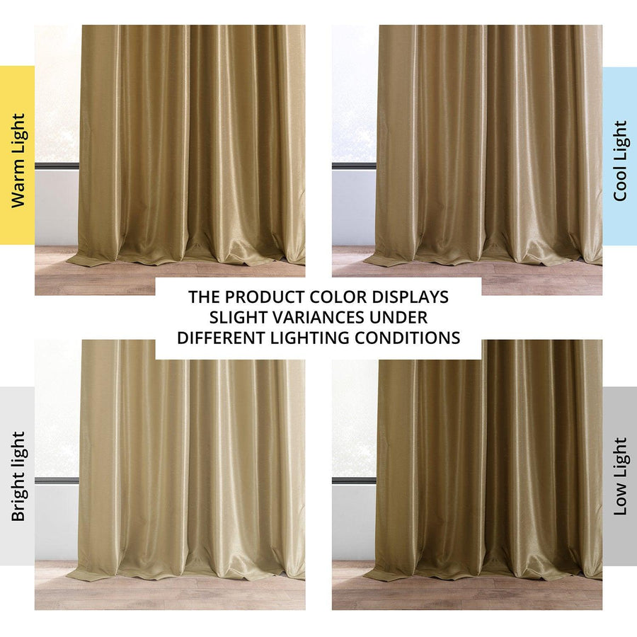 Flax Gold Vintage Textured Faux Dupioni Silk Curtain - HalfPriceDrapes.com