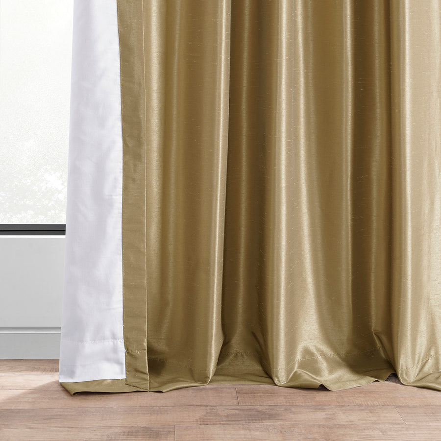 Flax Gold Vintage Textured Faux Dupioni Silk Blackout Curtain