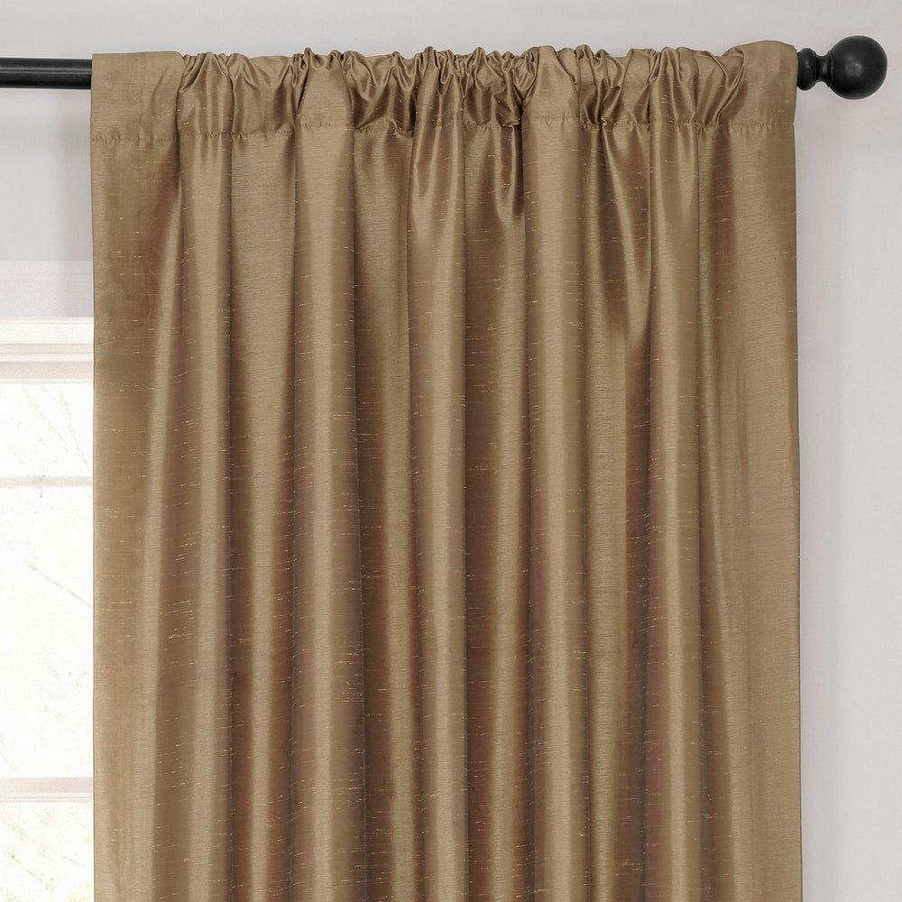 Flax Gold Vintage Textured Faux Dupioni Silk Curtain