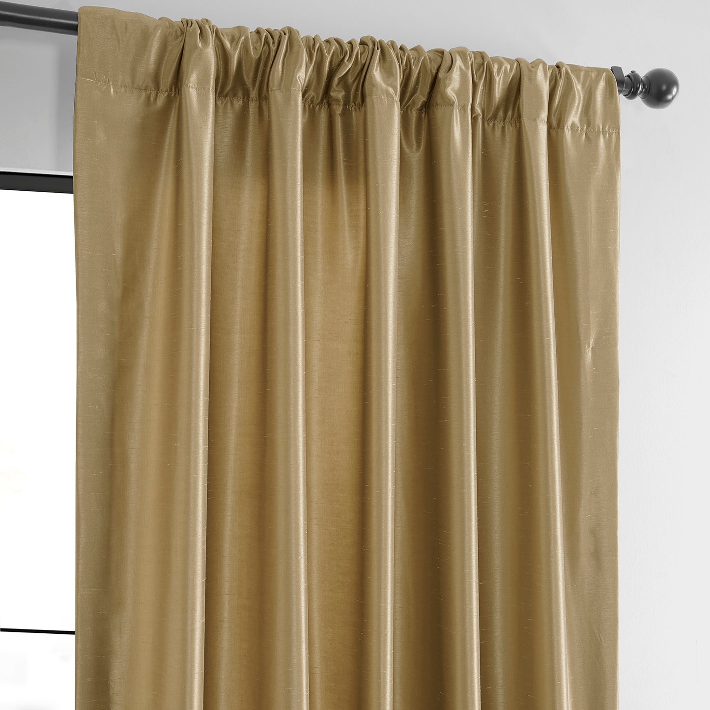 Flax Gold Vintage Textured Faux Dupioni Silk Custom Curtain