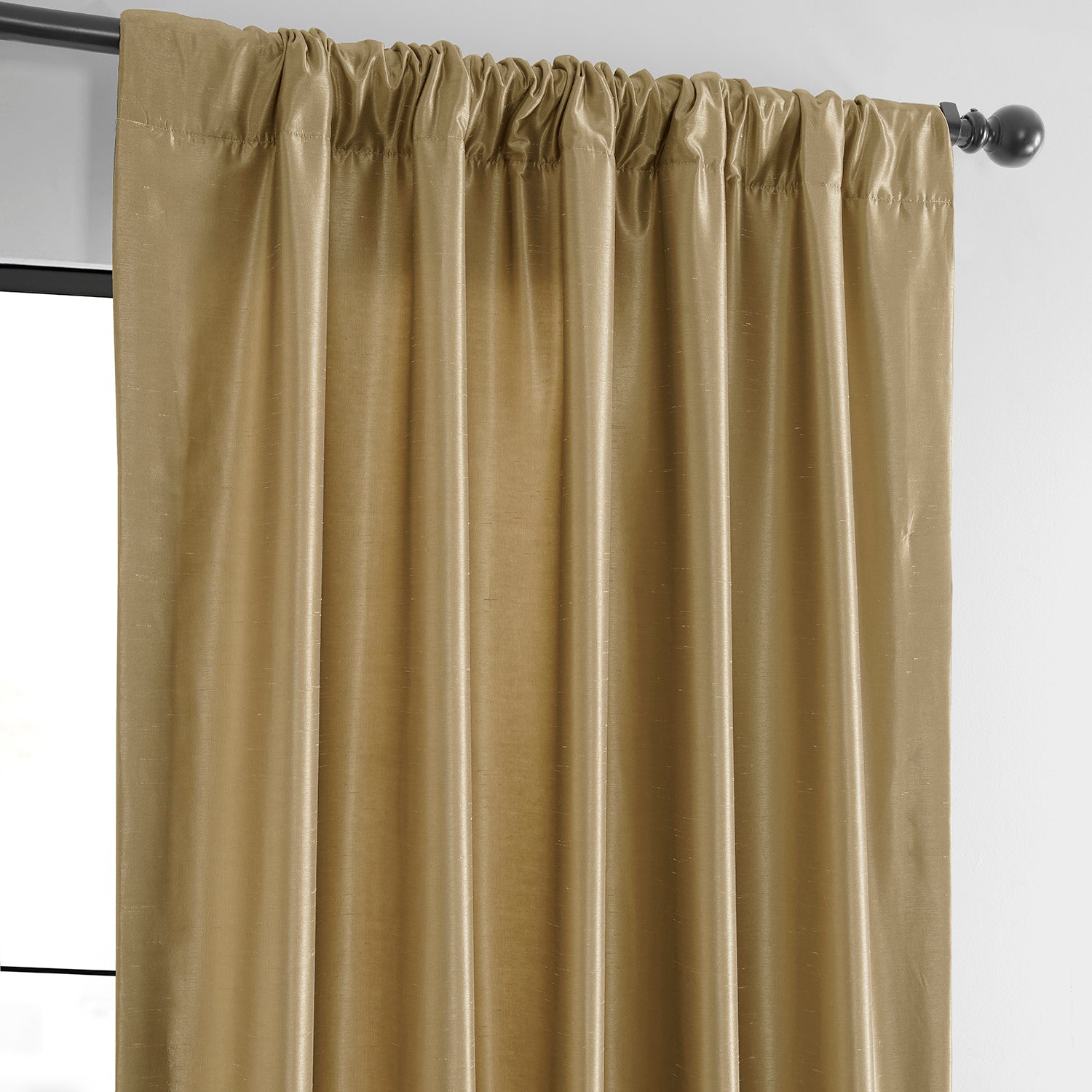 Flax Gold Vintage Textured Faux Dupioni Silk Custom Curtain