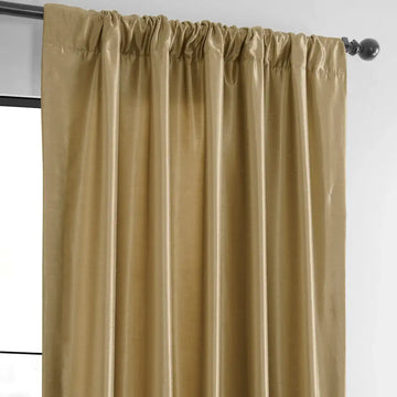 Flax Gold Vintage Textured Faux Dupioni Silk Custom Curtain