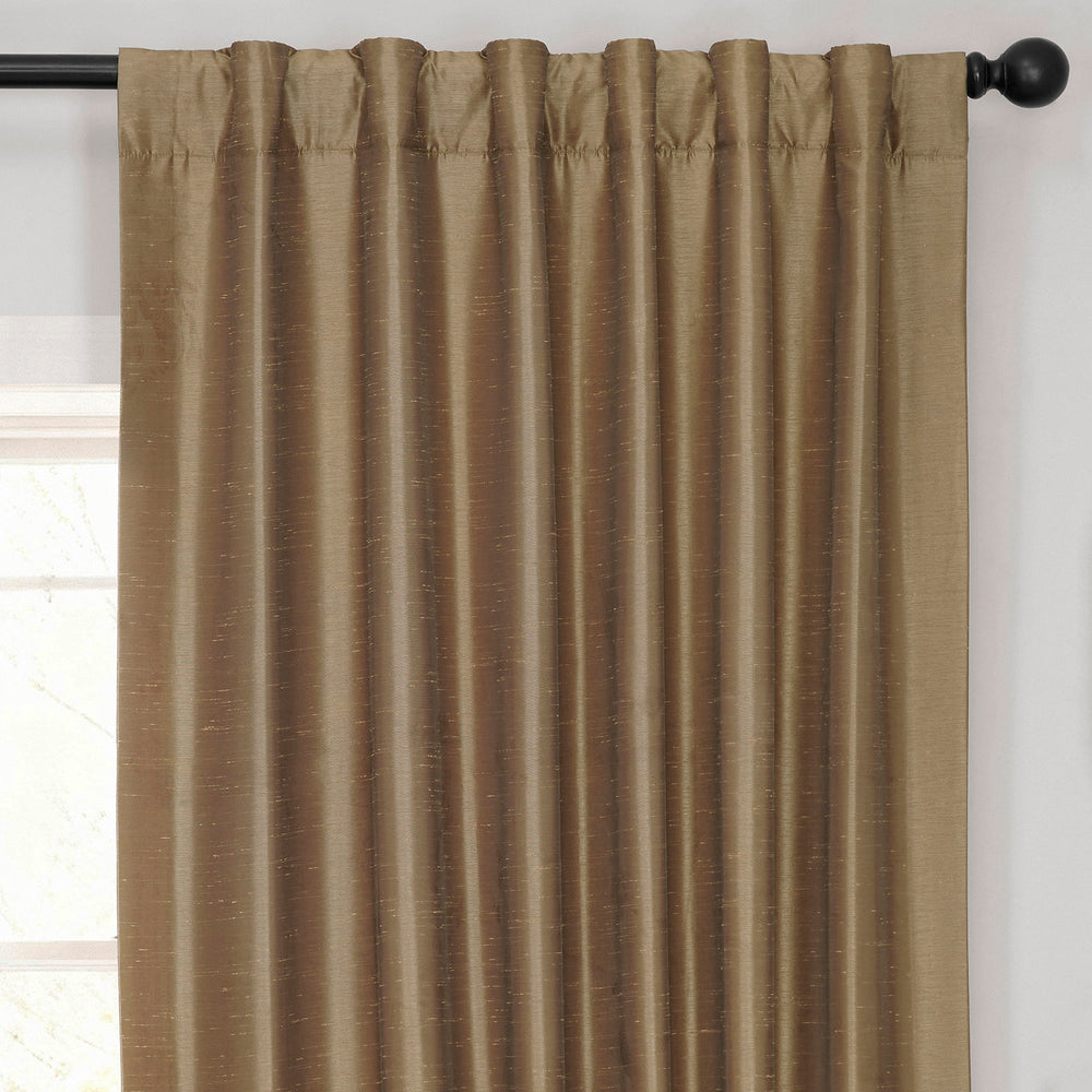 Flax Gold Vintage Textured Faux Dupioni Silk Blackout Curtain