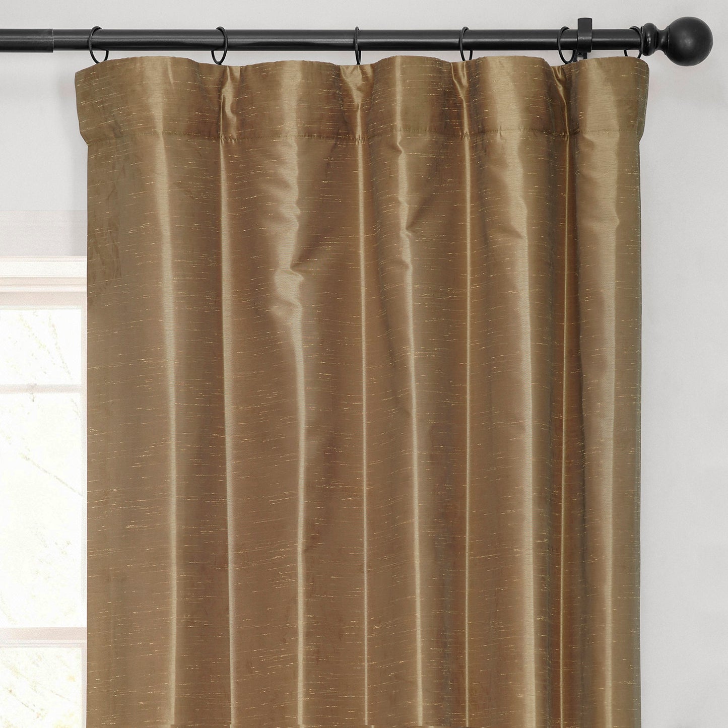 Flax Gold Vintage Textured Faux Dupioni Silk Blackout Curtain