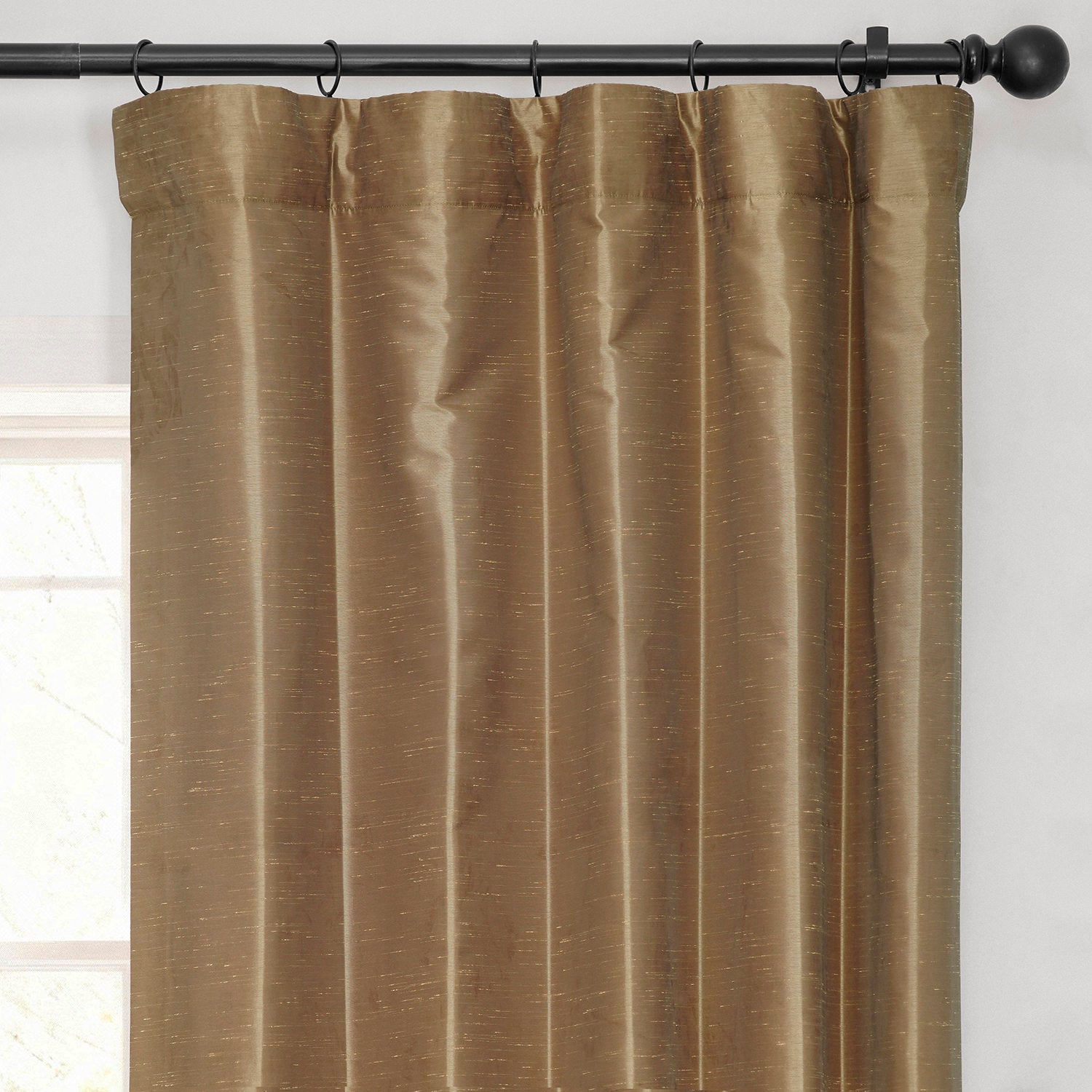 Flax Gold Vintage Textured Faux Dupioni Silk Blackout Curtain