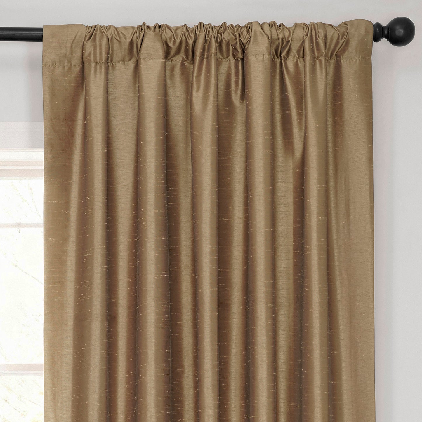 Flax Gold Vintage Textured Faux Dupioni Silk Blackout Curtain