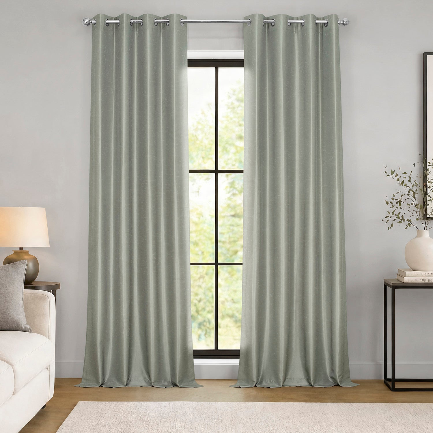 Silver Grommet Vintage Textured Faux Dupioni Silk Blackout Curtain