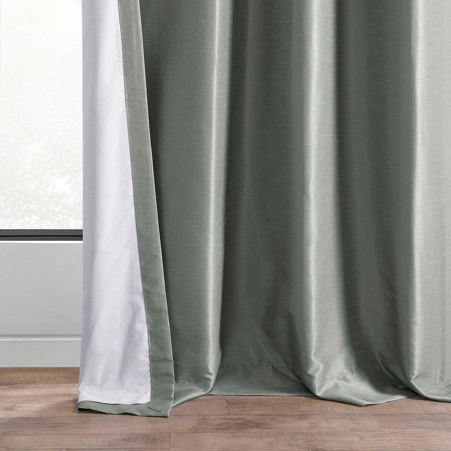Silver Vintage Textured Faux Dupioni Silk Curtain - HalfPriceDrapes.com
