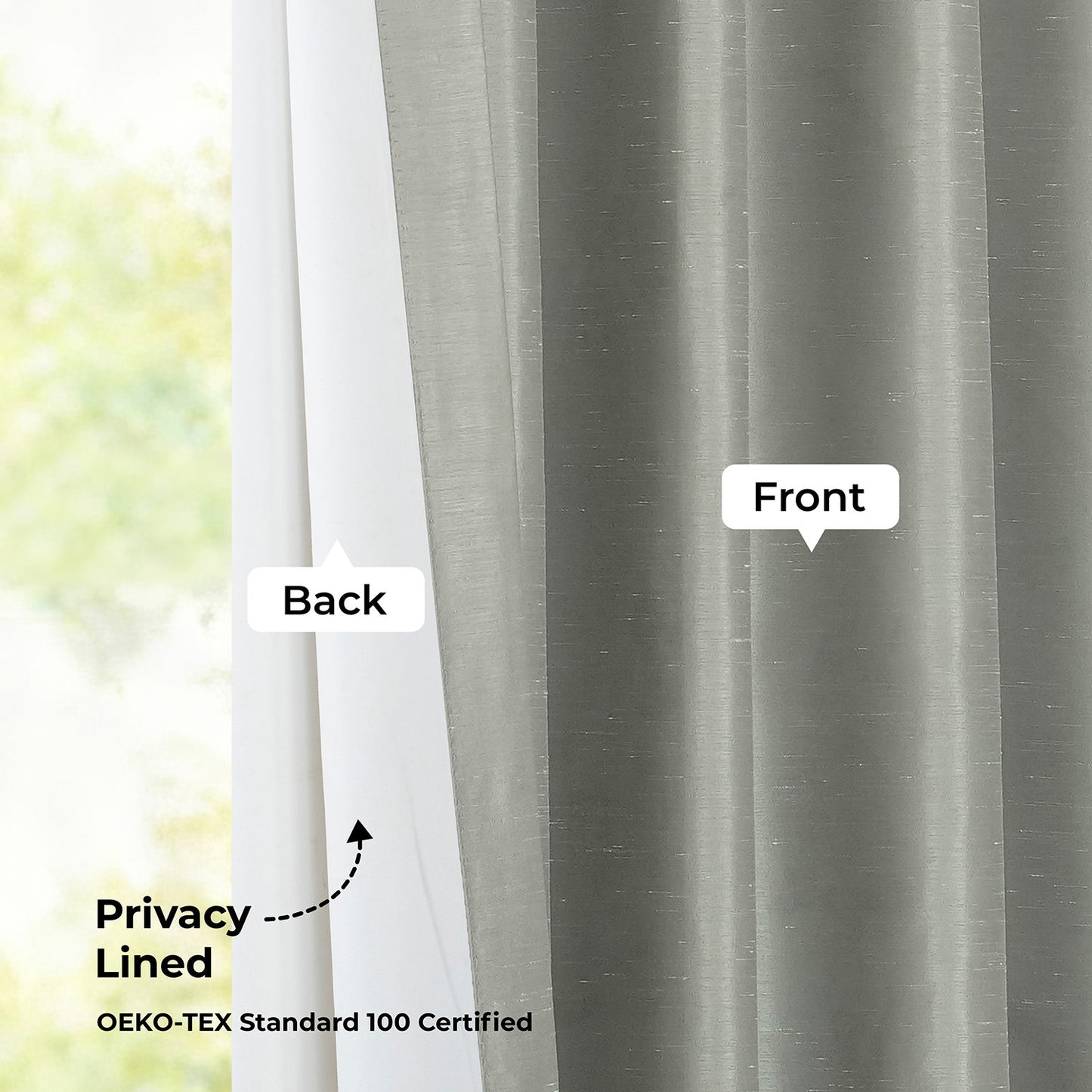 Silver Vintage Textured Faux Dupioni Silk Room Darkening Curtain
