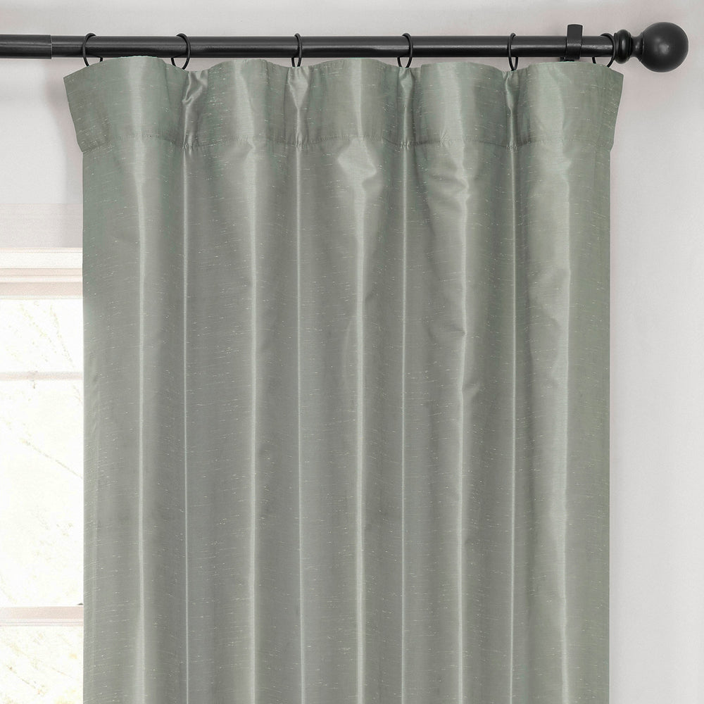 Silver Vintage Textured Faux Dupioni Silk Curtain