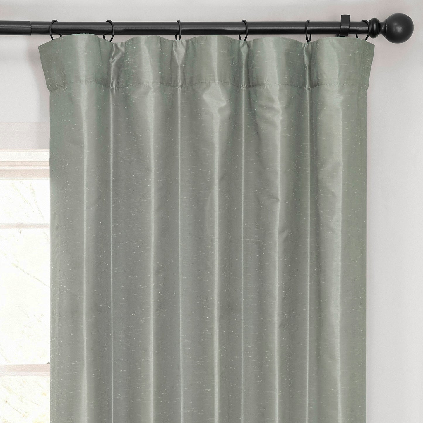 Silver Vintage Textured Faux Dupioni Silk Curtain