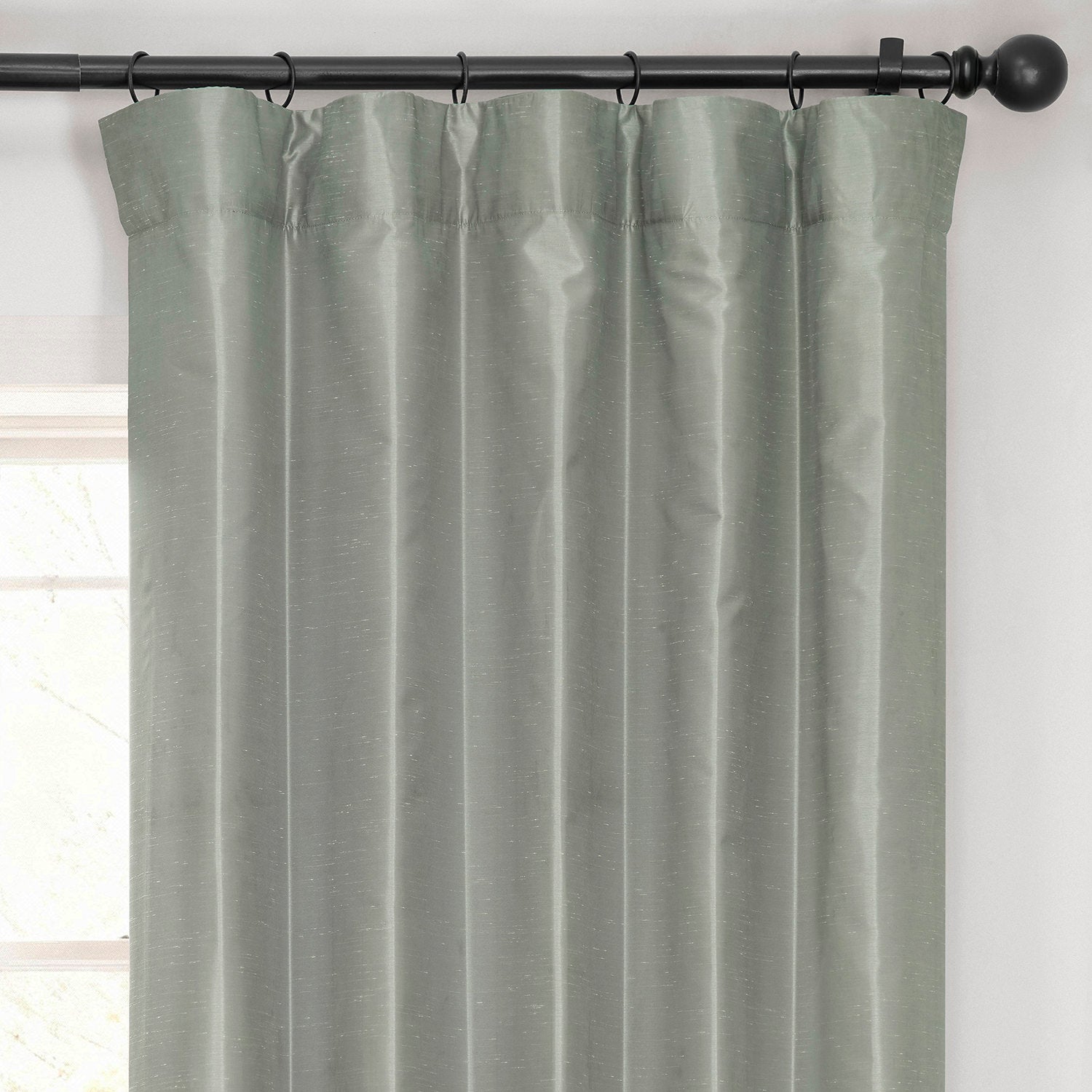 Silver Vintage Textured Faux Dupioni Silk Curtain