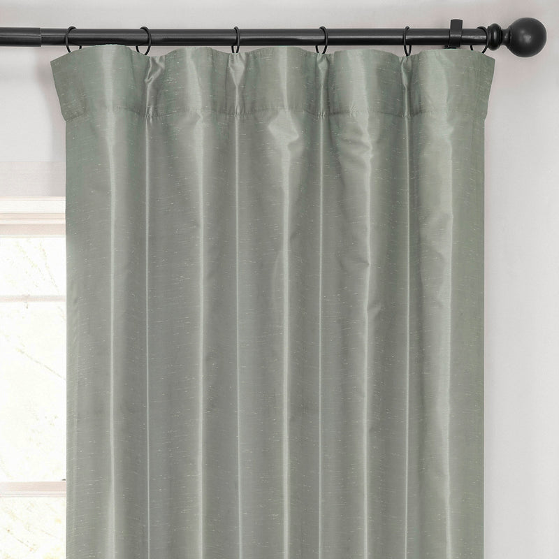 Silver Vintage Textured Faux Dupioni Silk Curtain