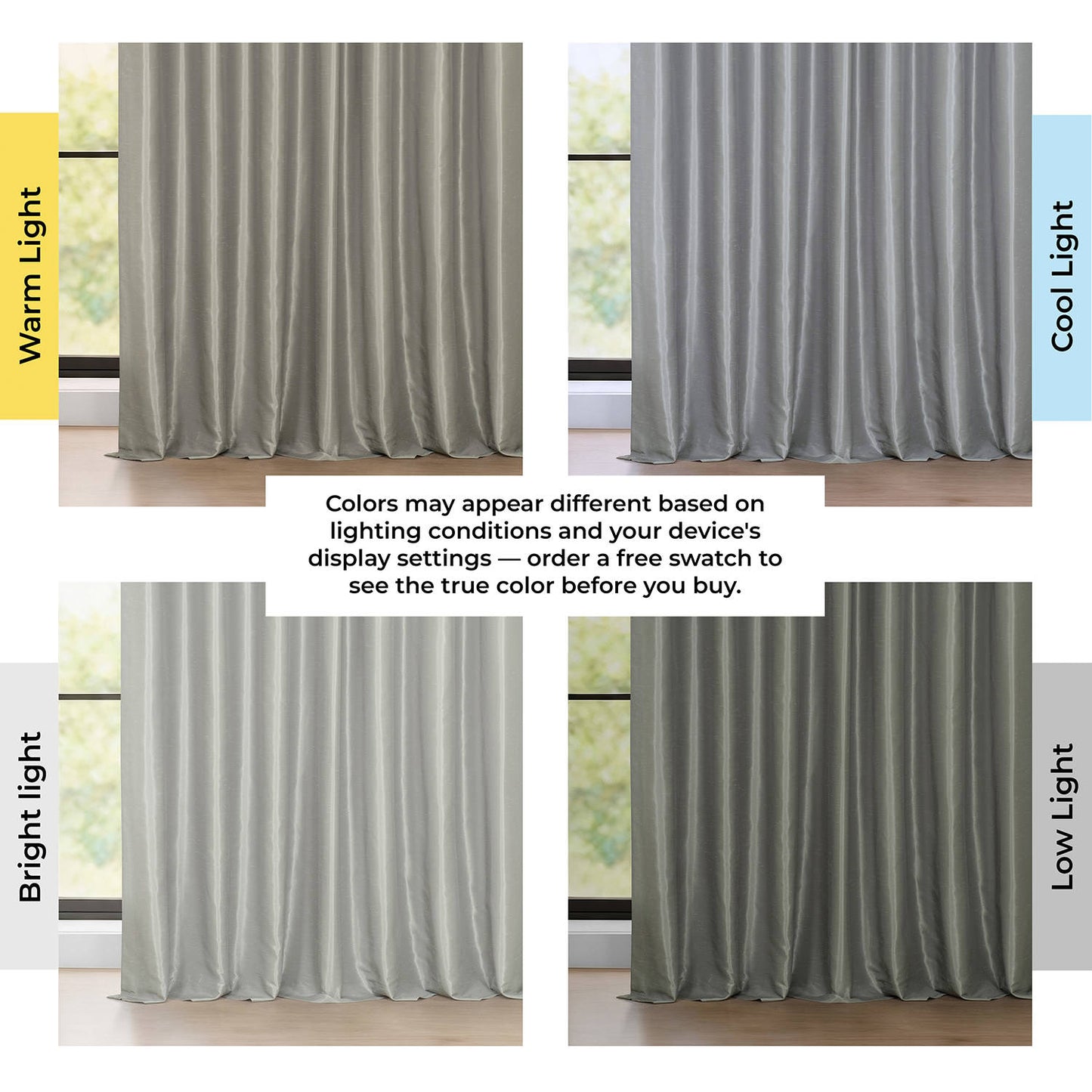 Silver Vintage Textured Faux Dupioni Silk Room Darkening Curtain