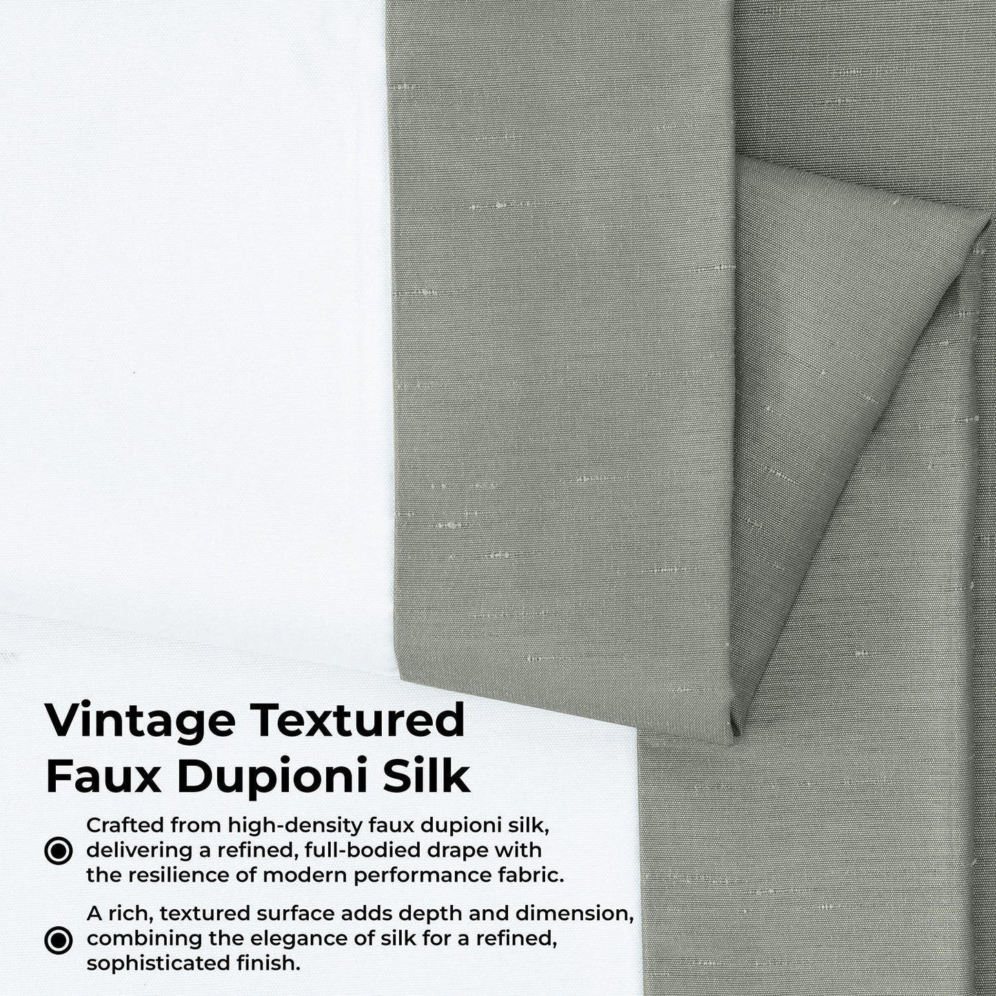 Silver Vintage Textured Faux Dupioni Silk Room Darkening Curtain
