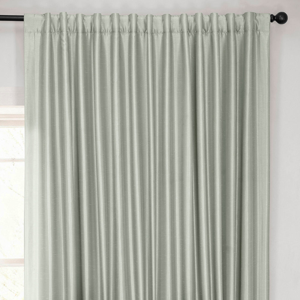 Silver Extra Wide Vintage Textured Faux Dupioni Silk Blackout Curtain