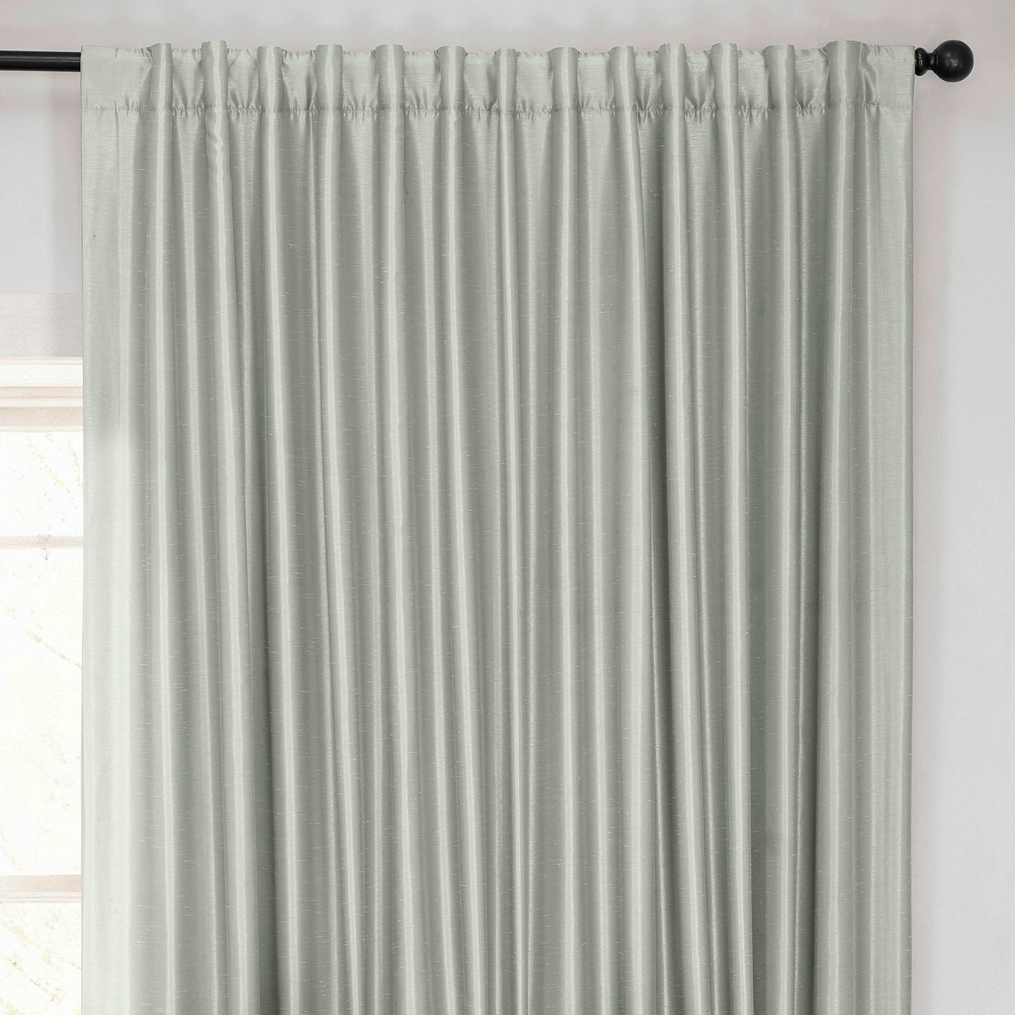 Silver Extra Wide Vintage Textured Faux Dupioni Silk Blackout Curtain