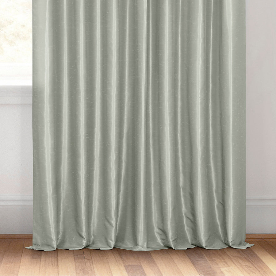 Silver Vintage Textured Faux Dupioni Silk Custom Curtain