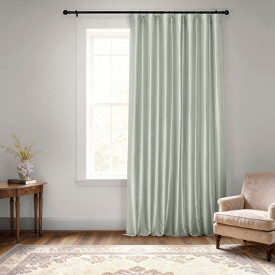 Silver Extra Wide Vintage Textured Faux Dupioni Silk Blackout Curtain