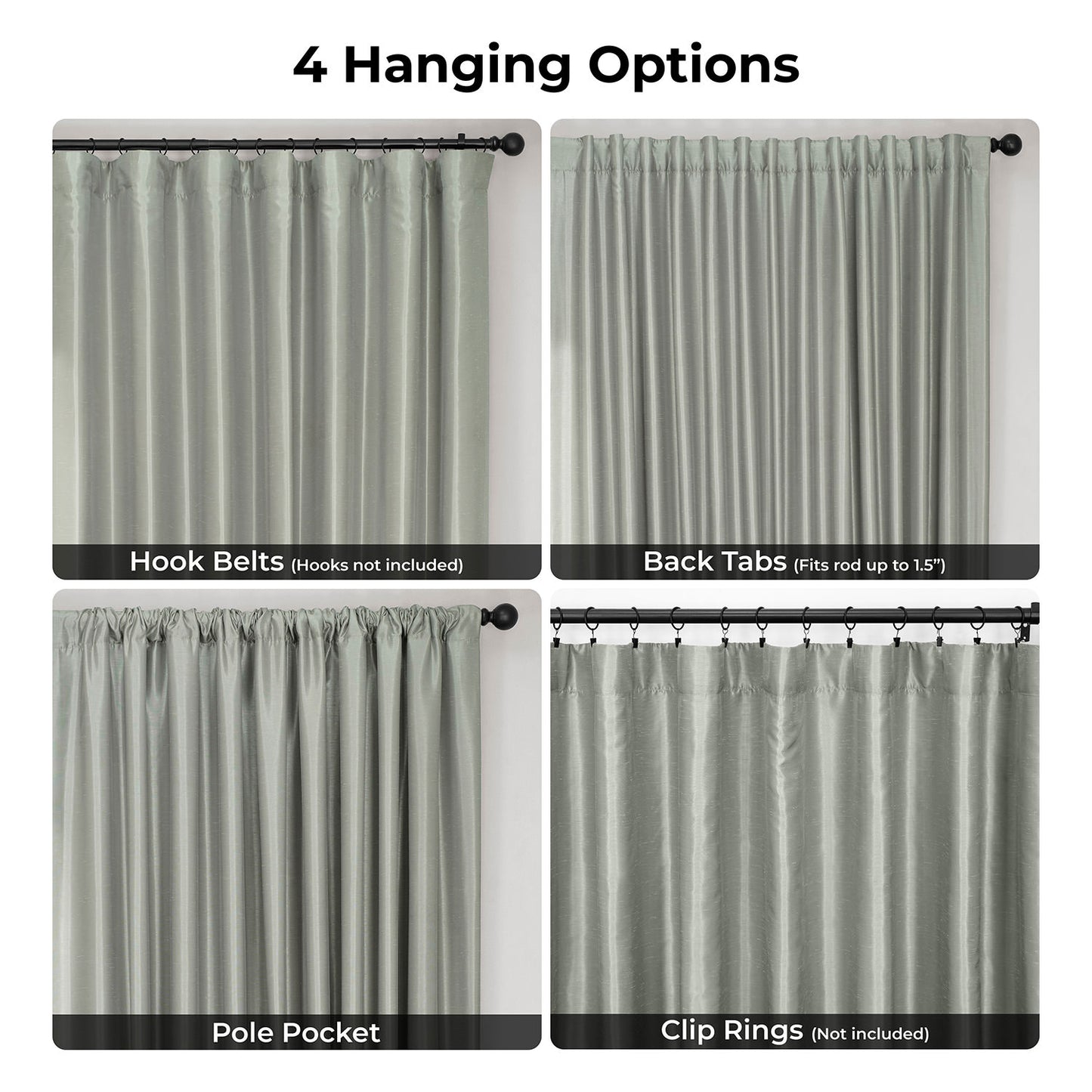 Silver Extra Wide Vintage Textured Faux Dupioni Silk Blackout Curtain