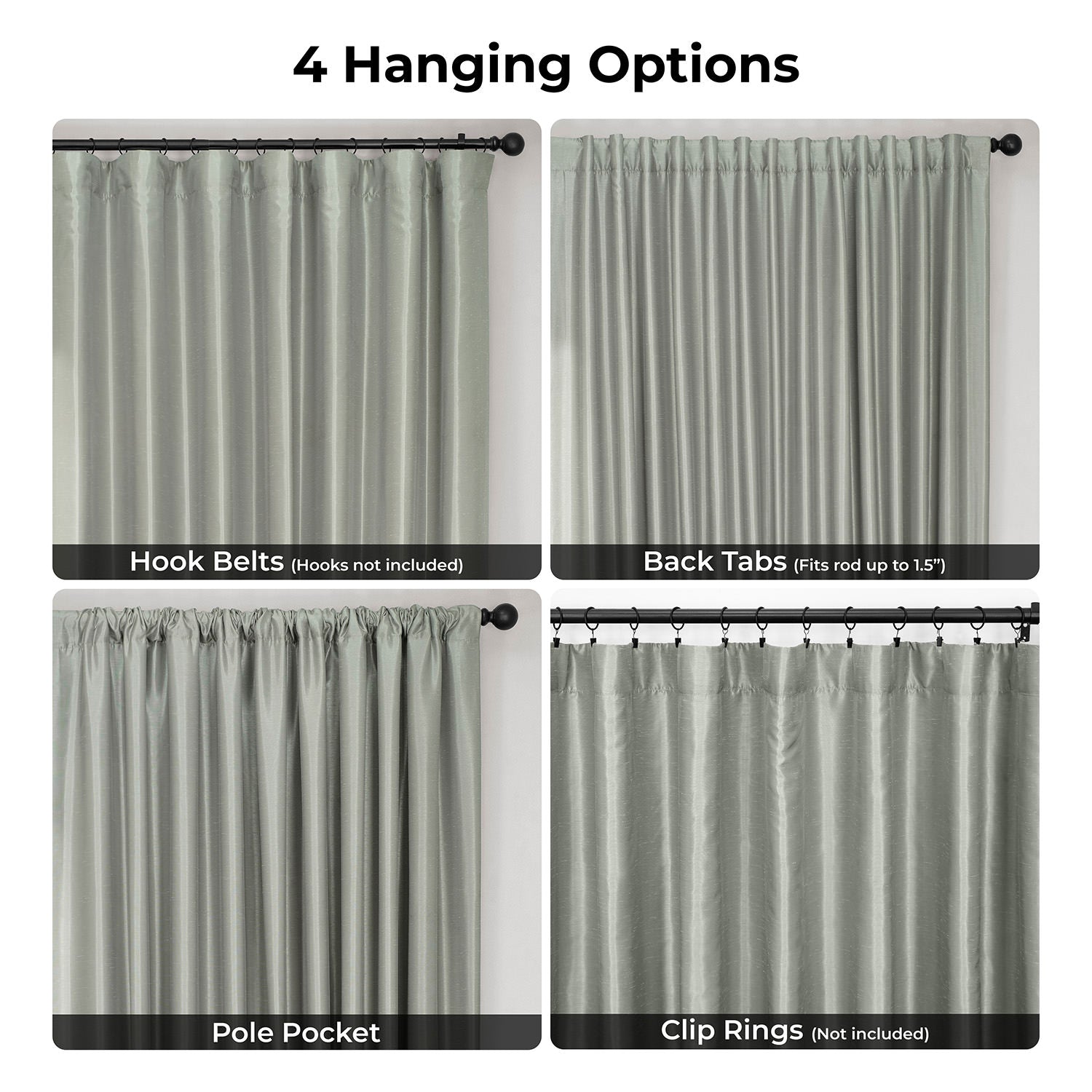 Silver Extra Wide Vintage Textured Faux Dupioni Silk Blackout Curtain