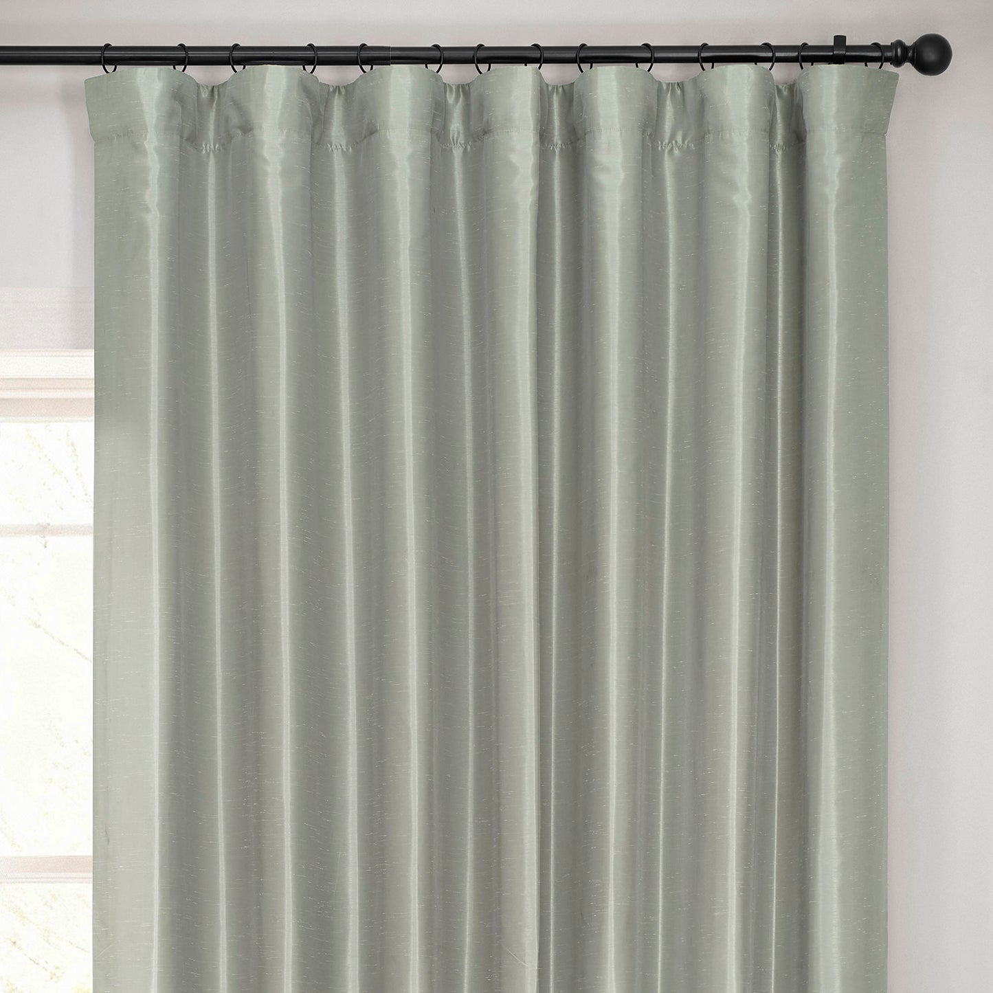 Silver Extra Wide Vintage Textured Faux Dupioni Silk Blackout Curtain