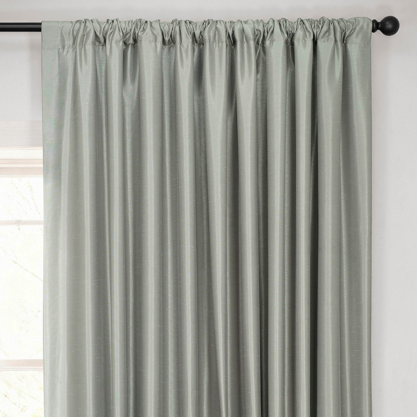 Silver Extra Wide Vintage Textured Faux Dupioni Silk Blackout Curtain