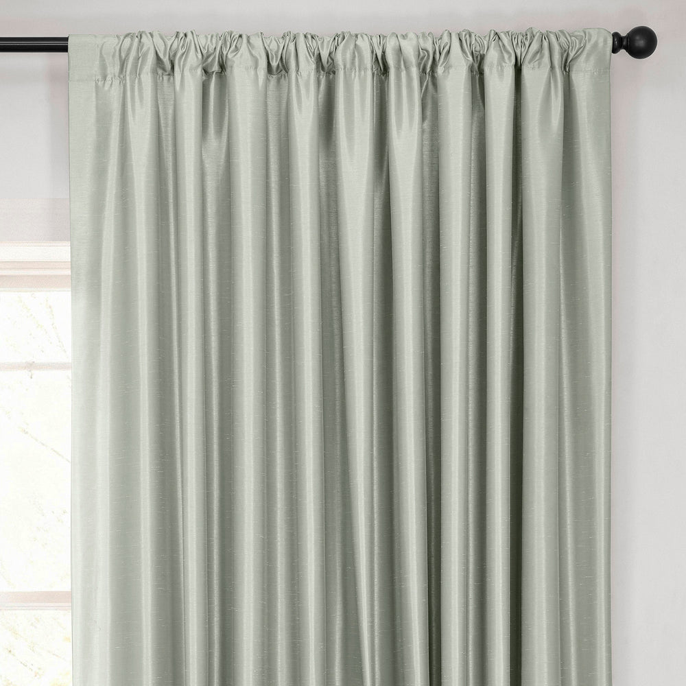Silver Extra Wide Vintage Textured Faux Dupioni Silk Blackout Curtain