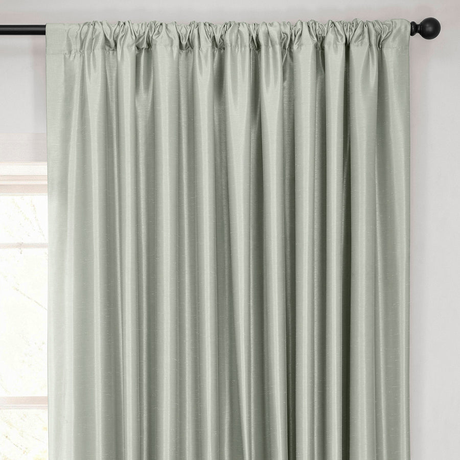 Silver Extra Wide Vintage Textured Faux Dupioni Silk Blackout Curtain