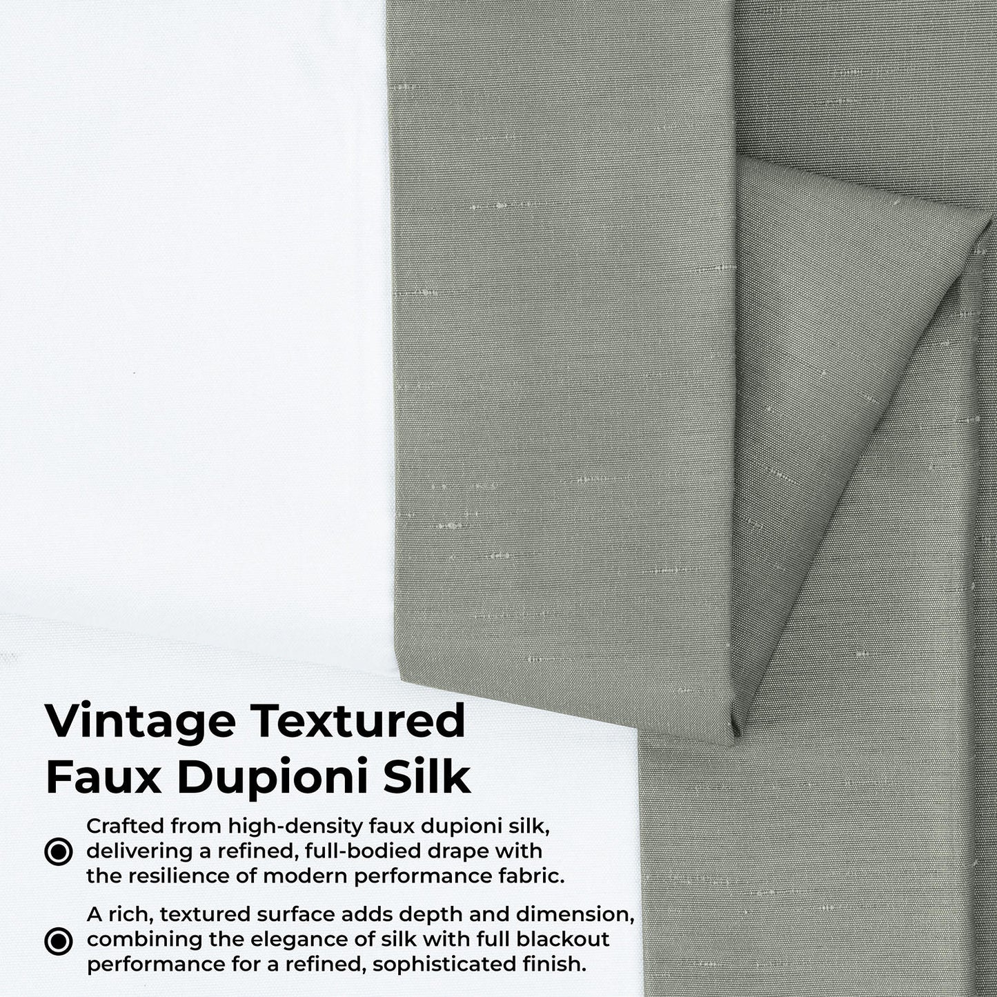 Silver Extra Wide Vintage Textured Faux Dupioni Silk Blackout Curtain