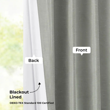 Sage Grey Pinch Pleat Vintage Textured Faux Dupioni Silk Blackout Curtain