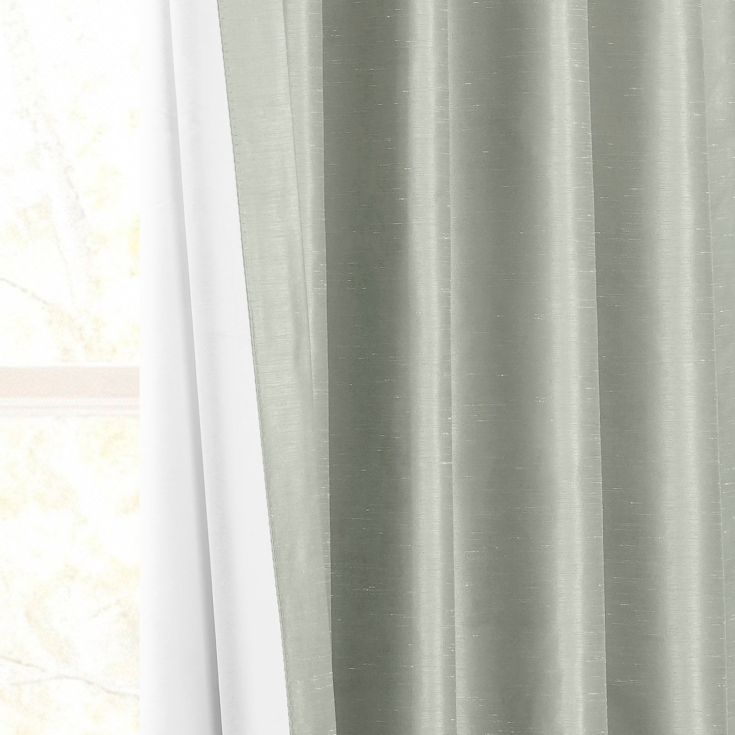 Silver Vintage Textured Faux Dupioni Silk Blackout Curtain