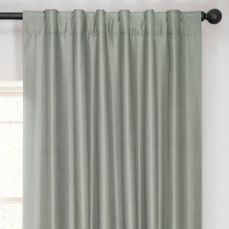 Silver Vintage Textured Faux Dupioni Silk Blackout Curtain
