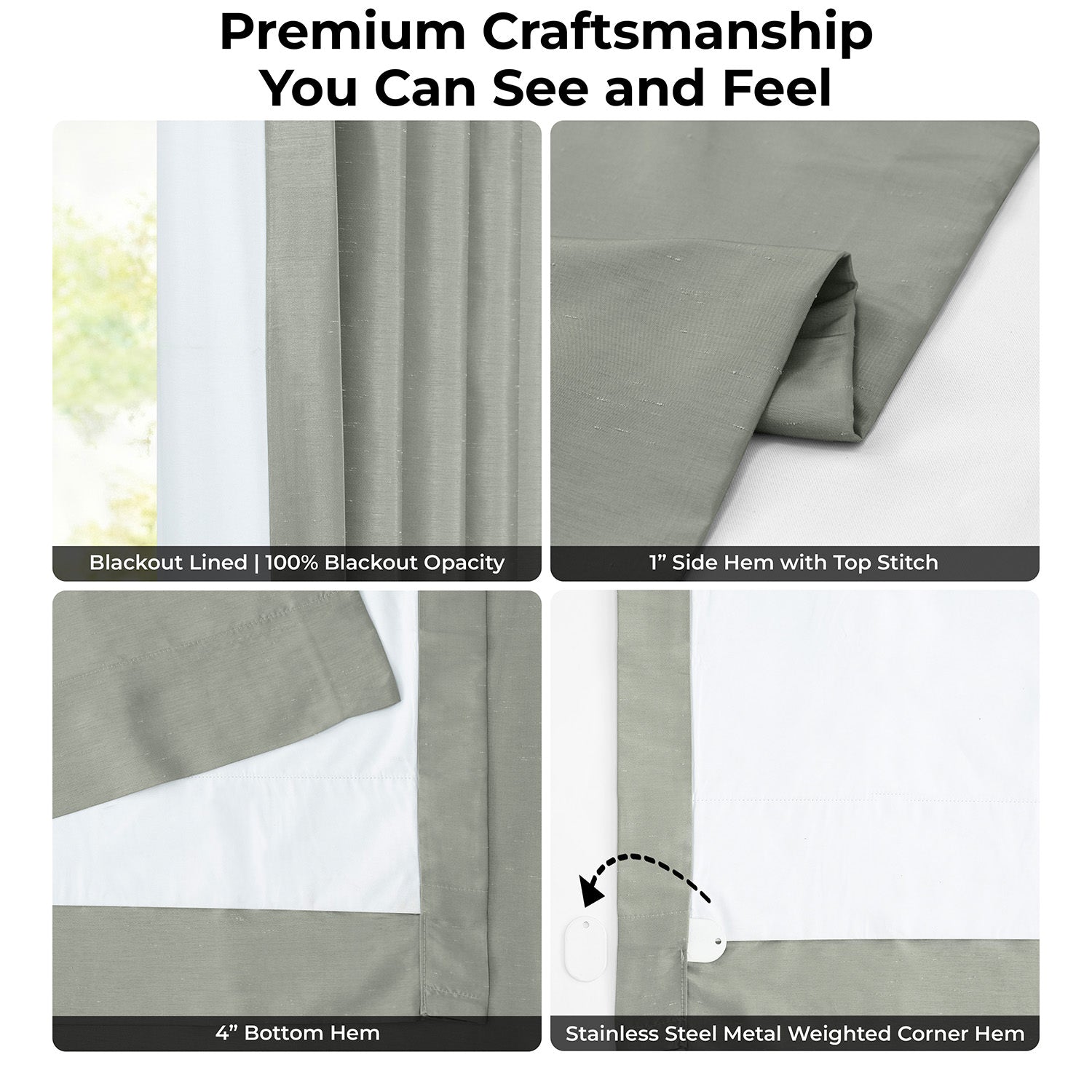 Silver Vintage Textured Faux Dupioni Silk Blackout Curtain