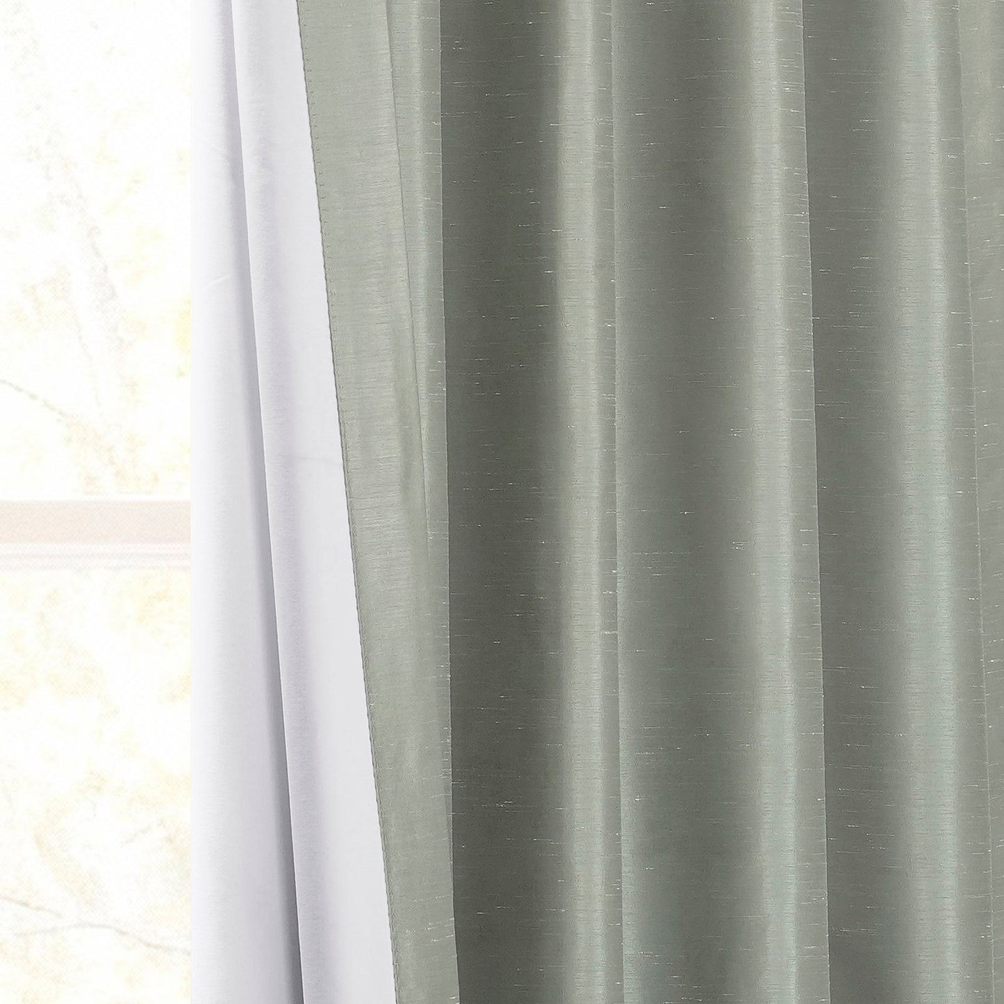 Silver French Pleat Vintage Textured Faux Dupioni Silk Blackout Curtain