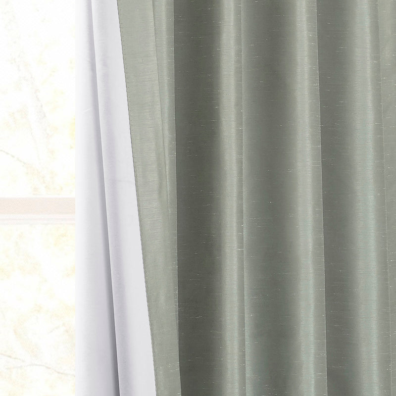Silver French Pleat Vintage Textured Faux Dupioni Silk Blackout Curtain